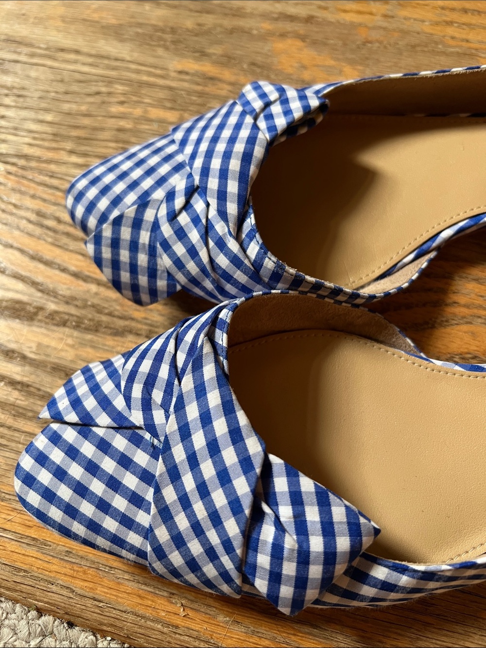 Womens Blue Gingham Knot Front Flats Talbots 9 1/2 - Picture 2 of 9